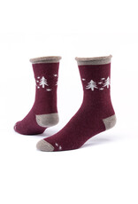 Argentina Wool Snuggle Socks - Snowy Forest/Wine