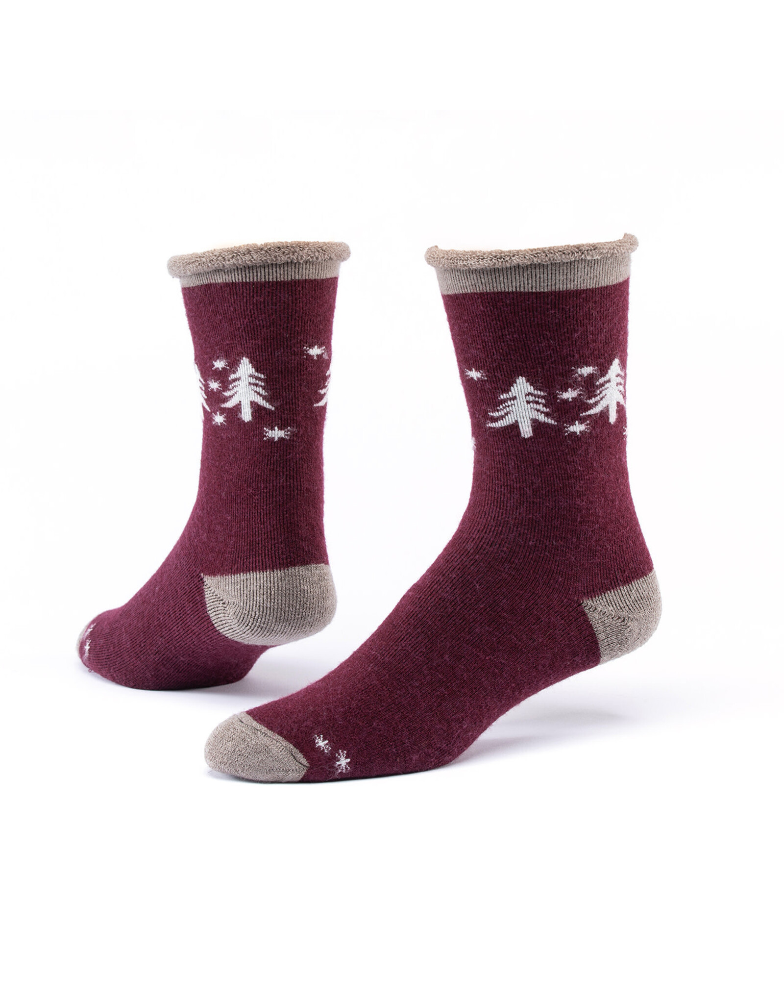 Argentina Wool Snuggle Socks - Snowy Forest/Wine