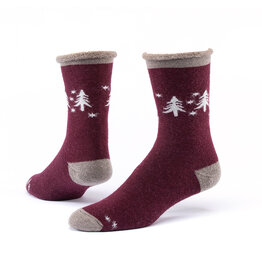 Argentina Wool Snuggle Socks - Snowy Forest/Wine