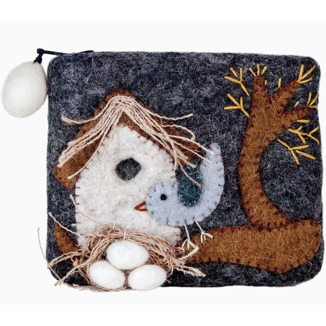 Felt Coin Purse - Nesting Bird