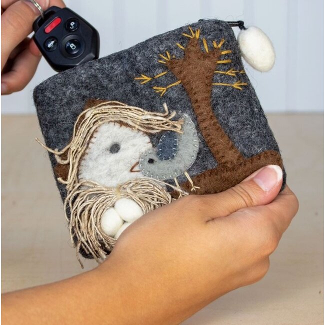 Felt Coin Purse - Nesting Bird