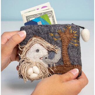 Nepal Felt Coin Purse - Nesting Bird
