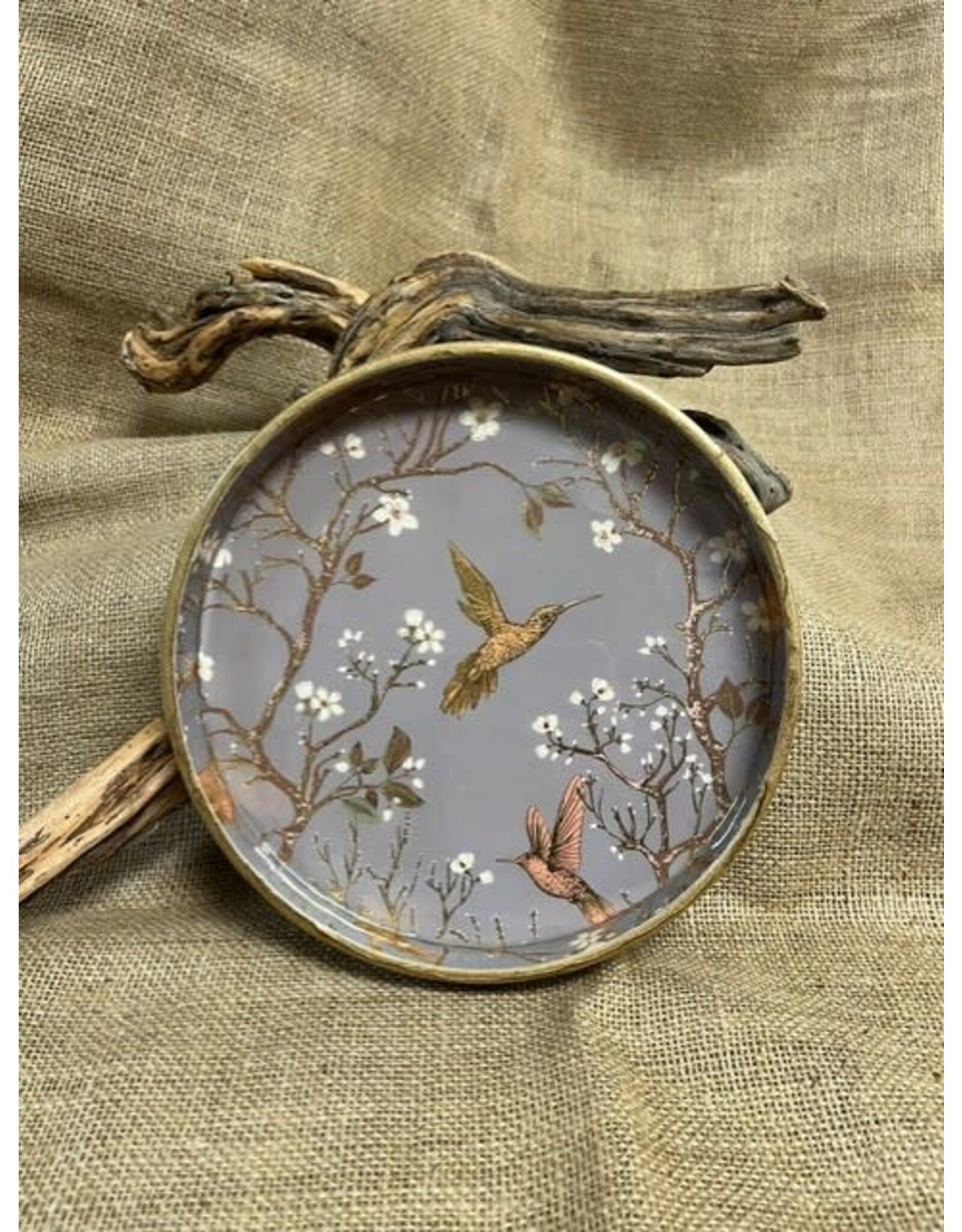 India Round Vanity Tray - Hummingbird, India