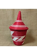 Rwanda CLEARANCE Sisal Peace Basket - Red & White, Rwanda