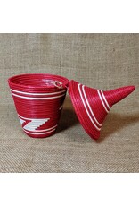 Rwanda CLEARANCE Sisal Peace Basket - Red & White, Rwanda