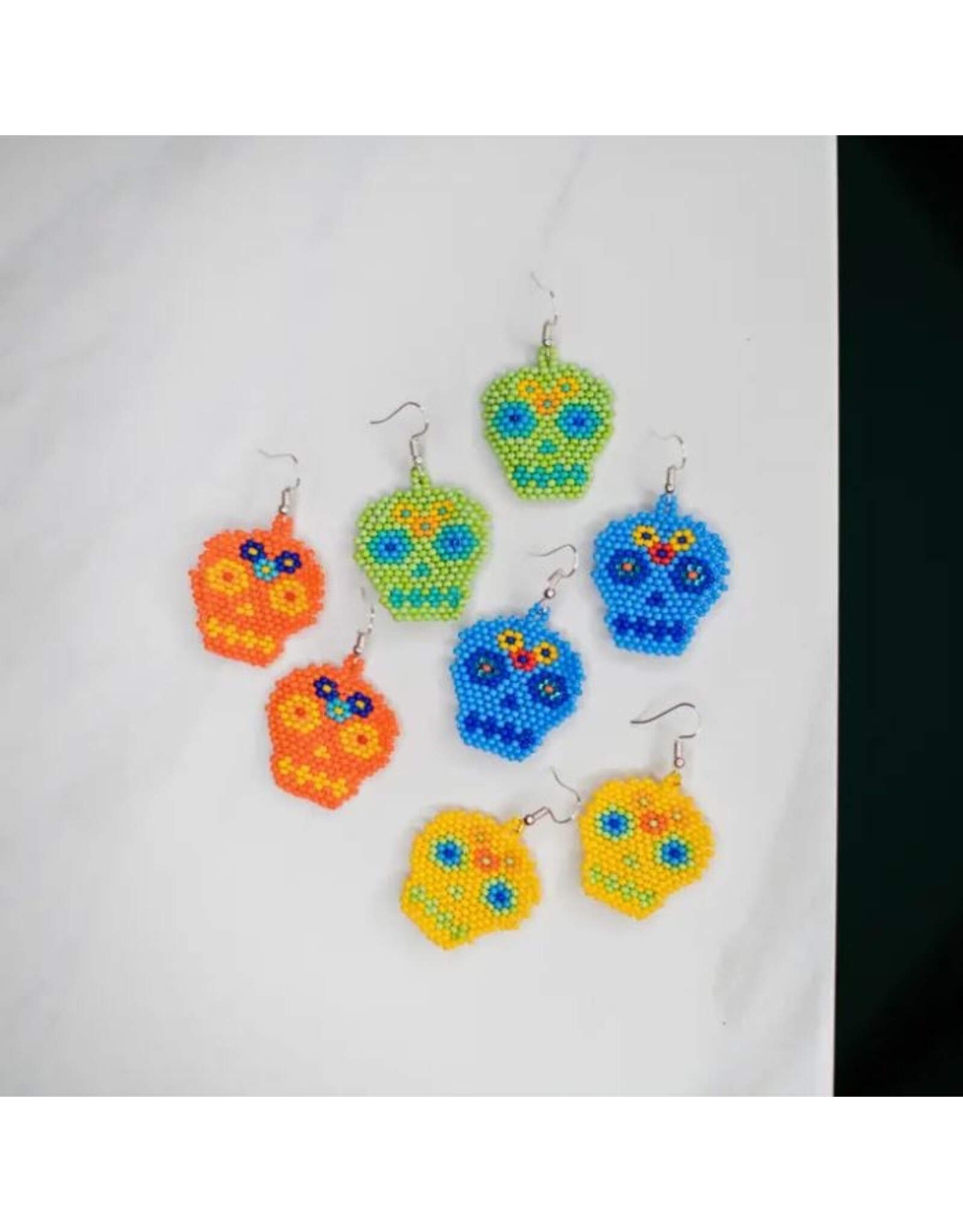 Guatemala Beaded Sugar Skull Earrings, Guatemala