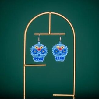 Guatemala Beaded Sugar Skull Earrings