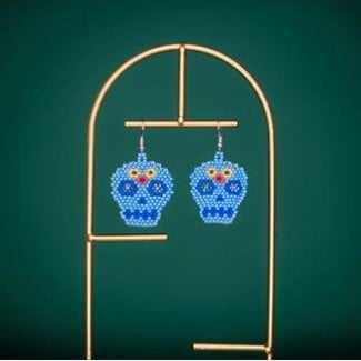Guatemala Earrings  - Beaded Sugar Skull