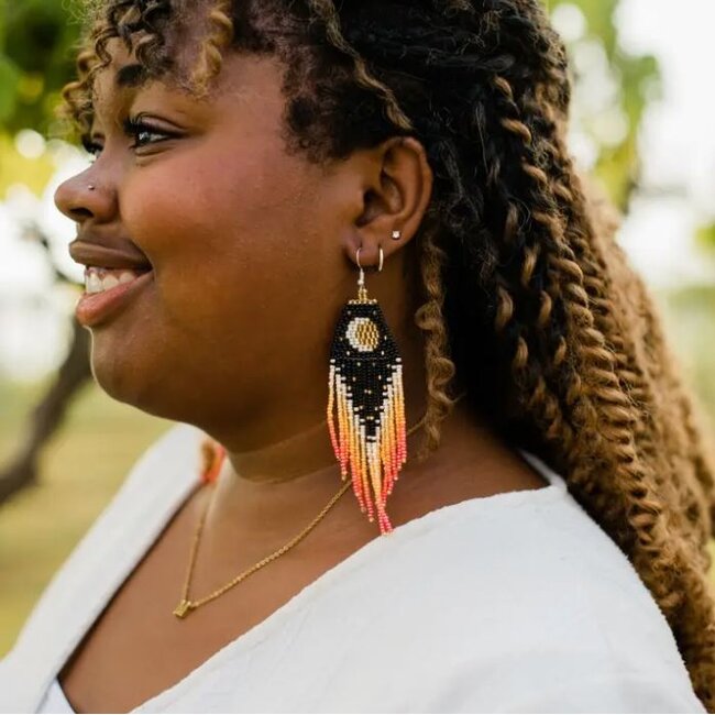 Crescent Moon Fringe Earrings