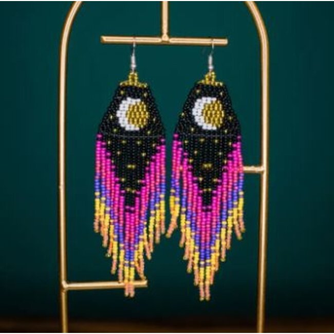 Crescent Moon Fringe Earrings