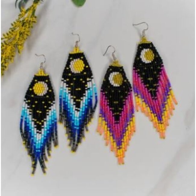 Crescent Moon Fringe Earrings