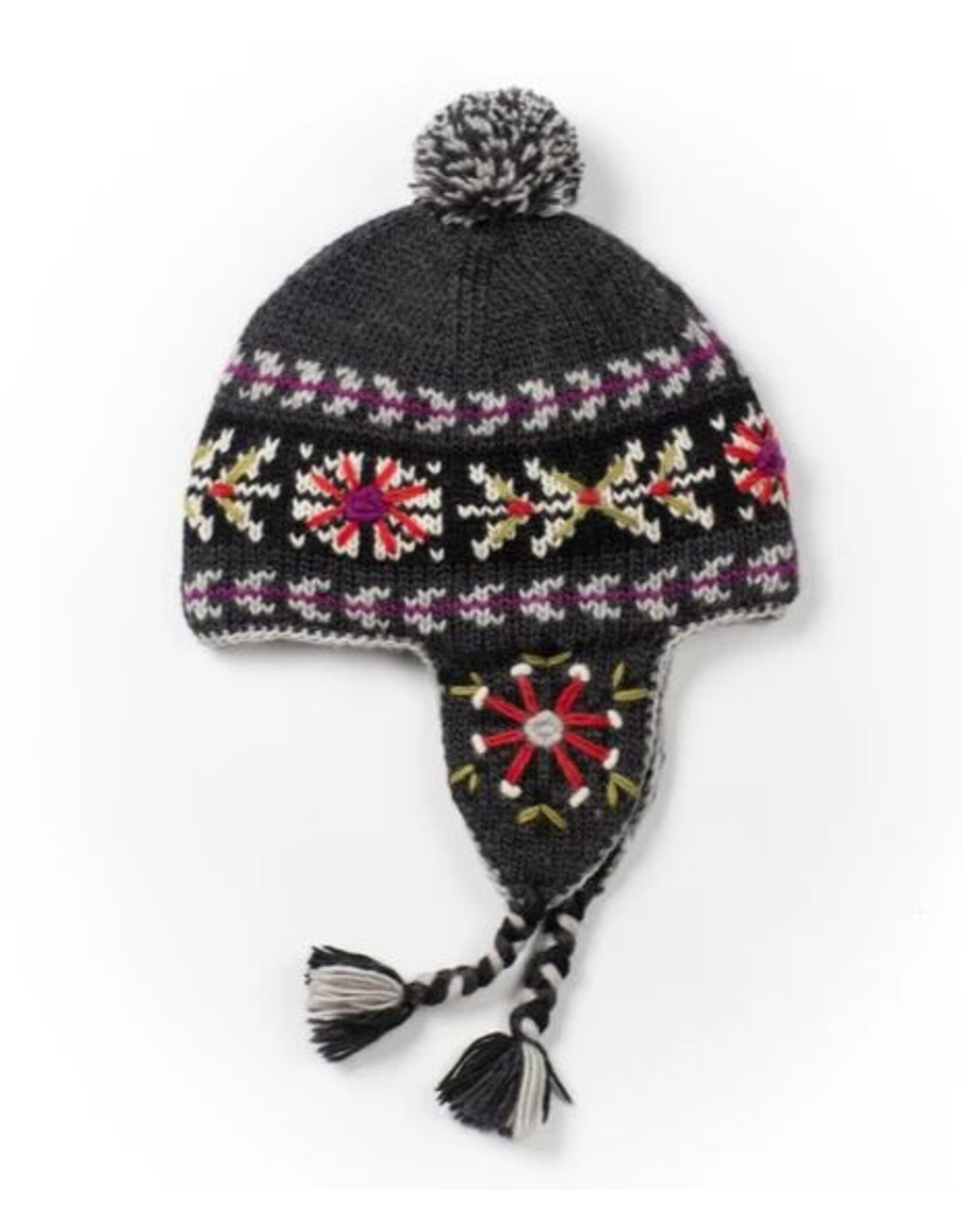 Nepal Fussen Knit Earflap Hat - Graphite, Nepal