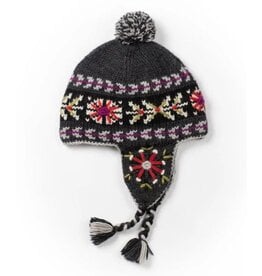 Nepal Fussen Knit Earflap Hat - Graphite, Nepal