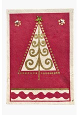 Nepal Red & Gold Christmas Tree Card, Nepal