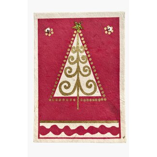 Nepal Red & Gold Christmas Tree Card Nepal Red & Gold Christmas Tree Card