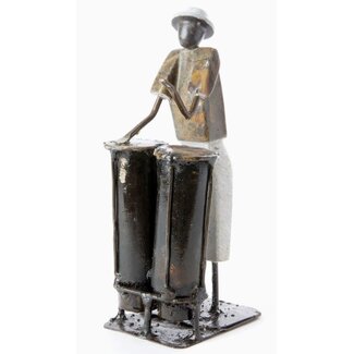 Zimbabwe Shona Double Bongo Player Sculpture