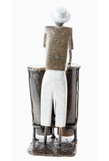 Zimbabwe Shona Double Bongo Player Sculpture, Zimbabwe