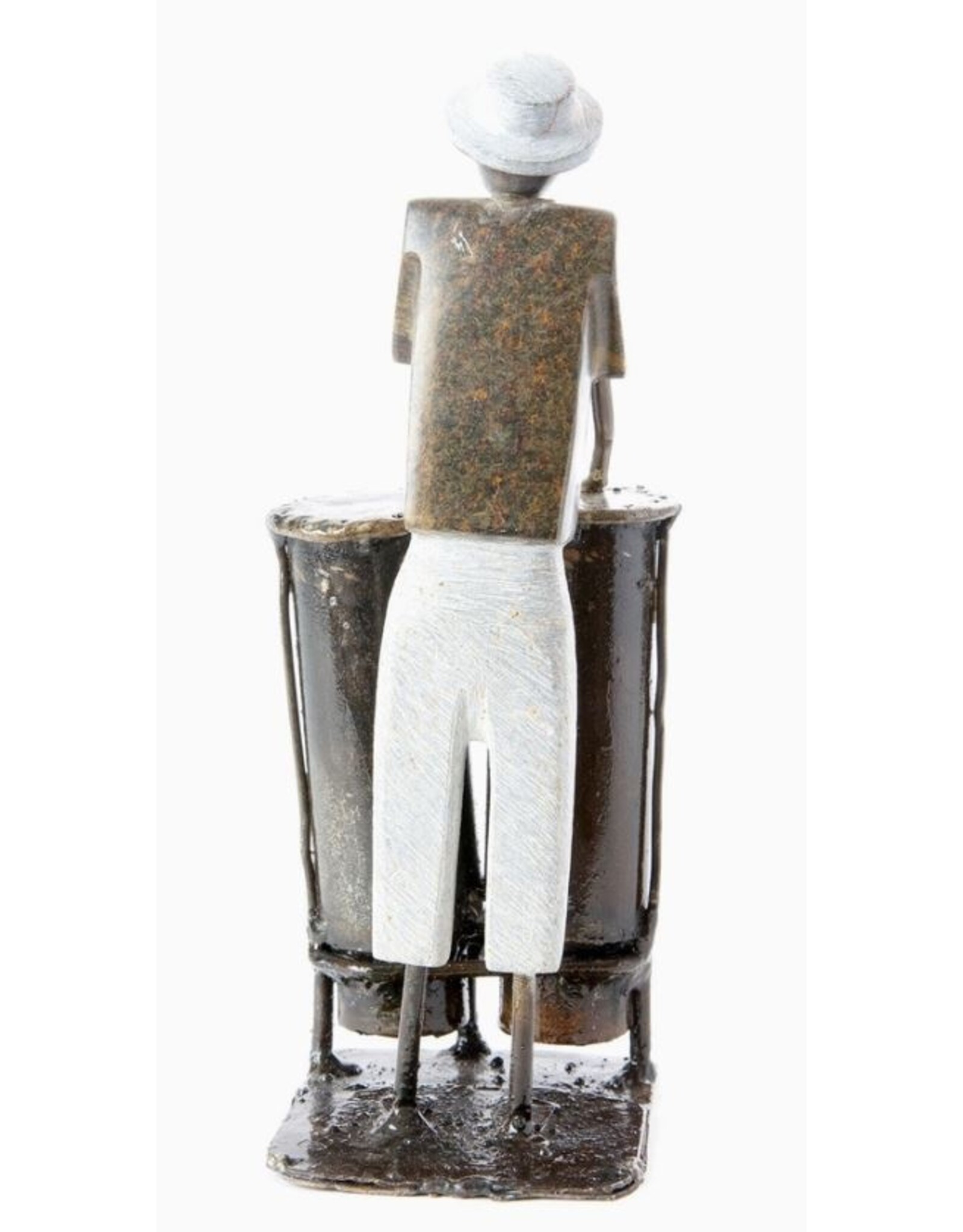 Zimbabwe Shona Double Bongo Player Sculpture, Zimbabwe