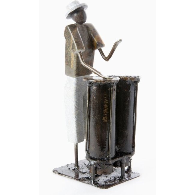 Shona Double Bongo Player Sculpture