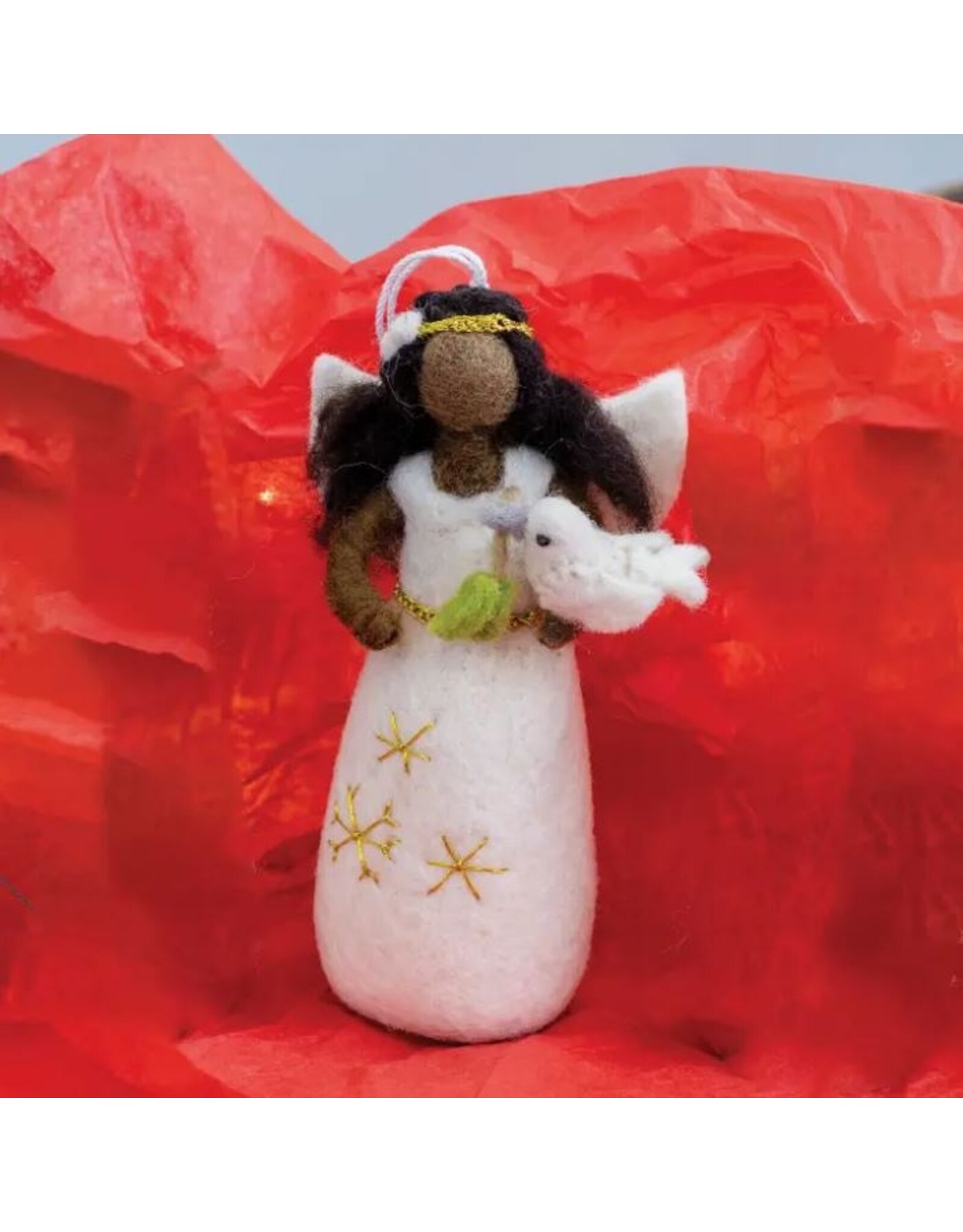 Nepal Peace Dove Angel Felt Ornament, Nepal