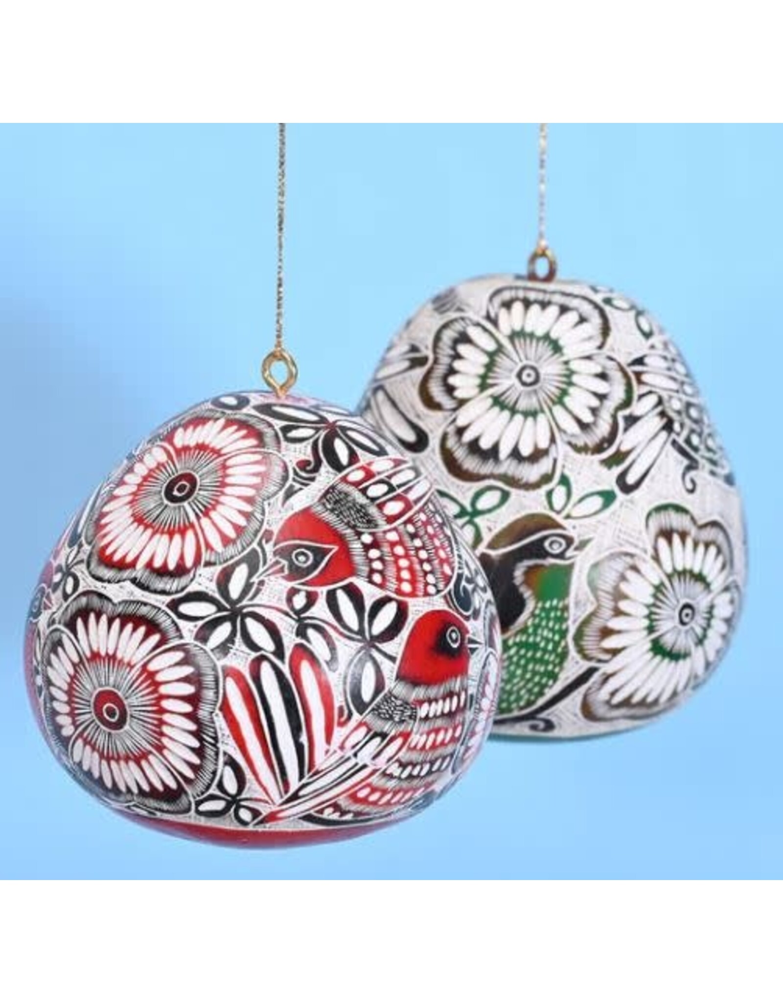 Peru Lace Birds Gourd Ornament, Peru