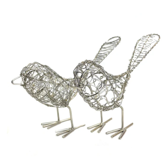 Silver Wrapped Wire Bird