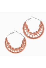 India Coral Crochet Hoop Earrings, India