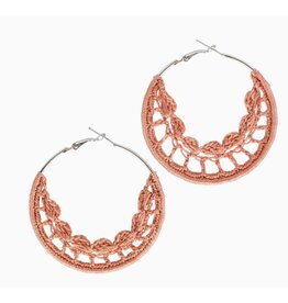 India Coral Crochet Hoop Earrings, India