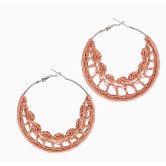 India Coral Crochet Hoop Earrings India Coral Crochet Hoop Earrings