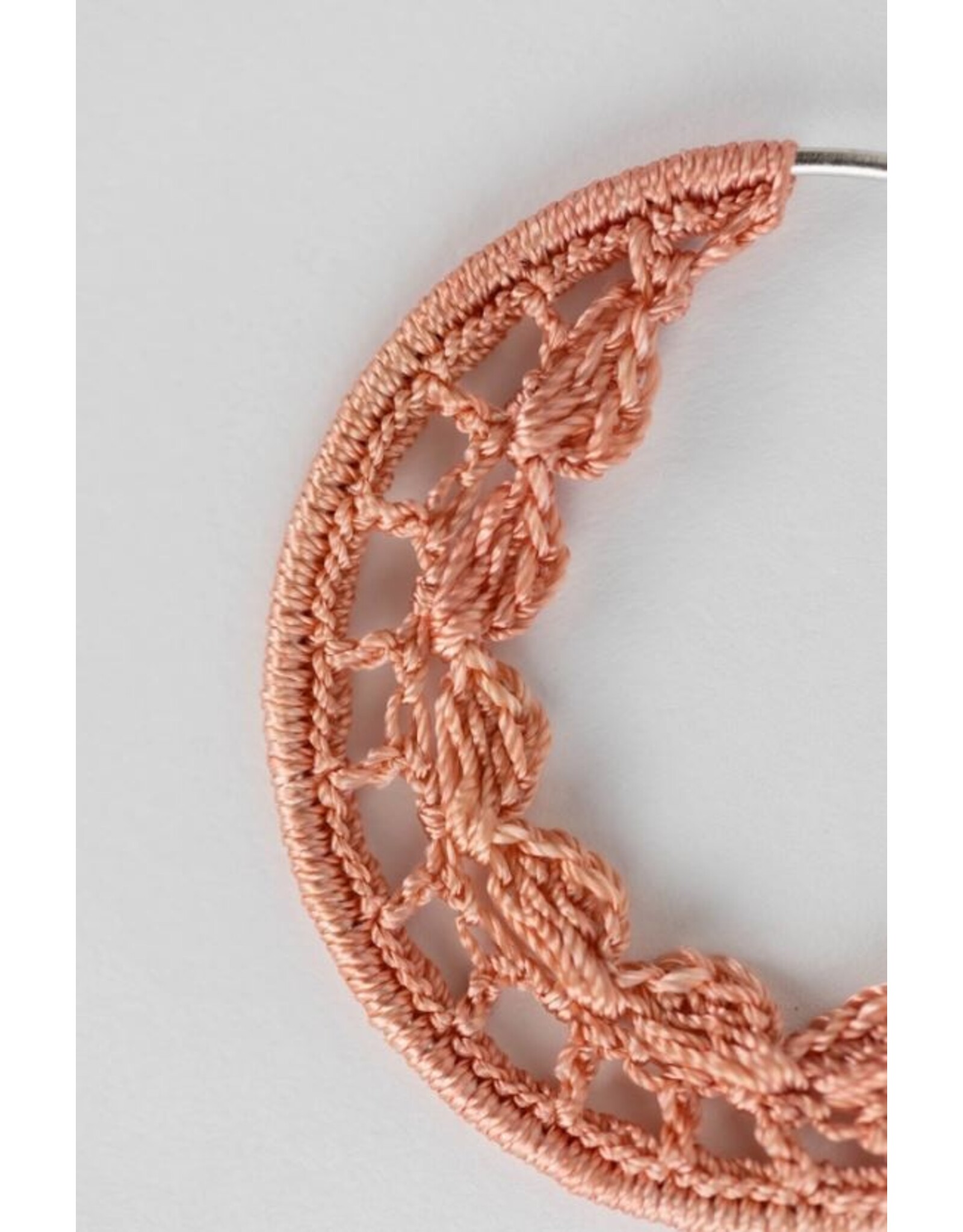 India Coral Crochet Hoop Earrings, India