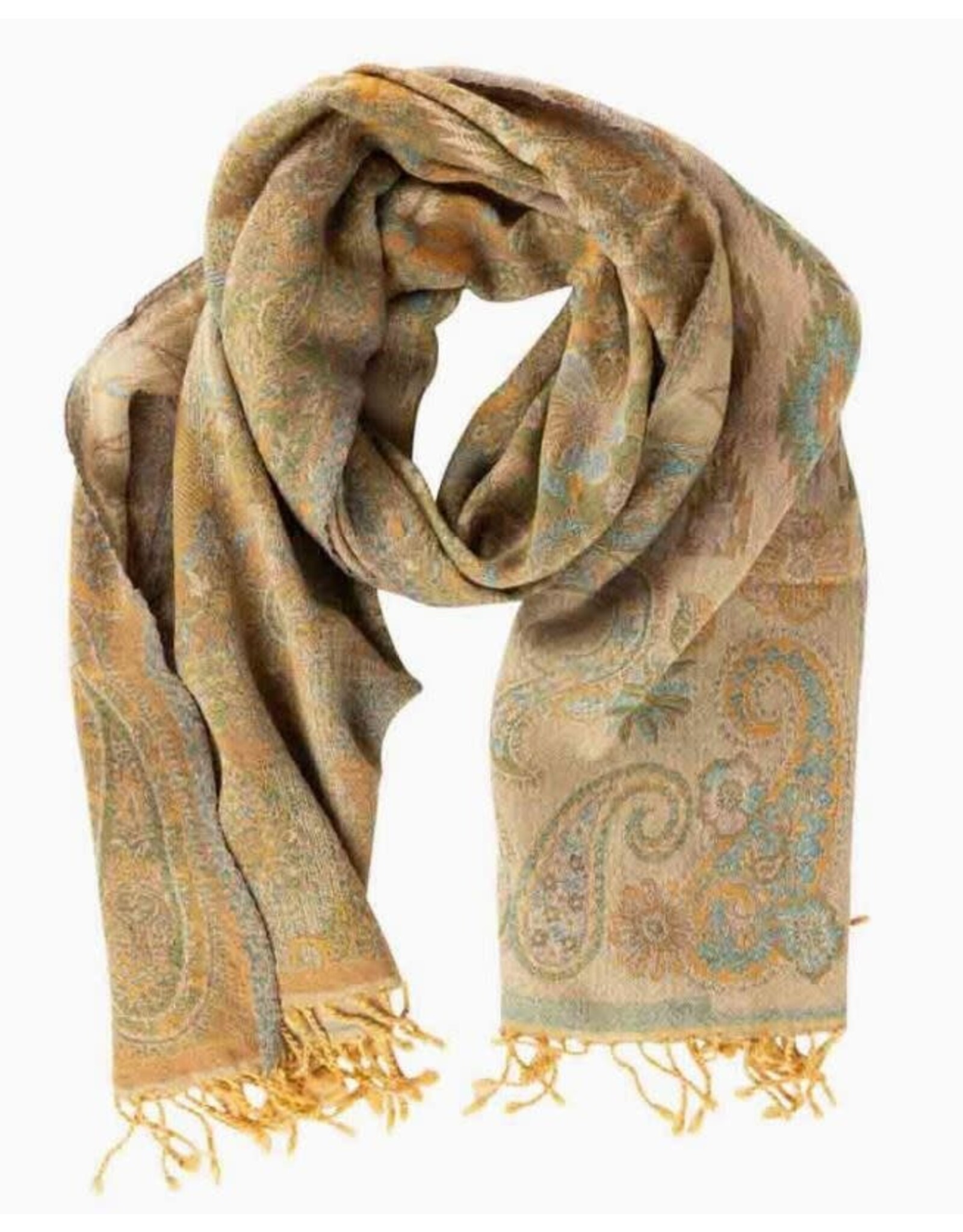 India Desert Sand Paisley Wool Scarf, India