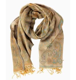 India Desert Sand Paisley Wool Scarf, India
