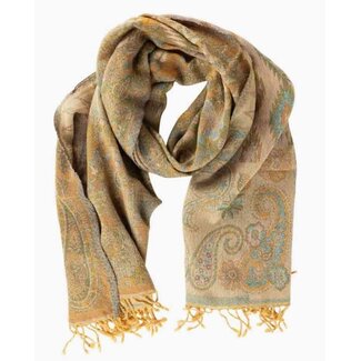 India CLEARANCE Desert Sand Paisley Wool Scarf
