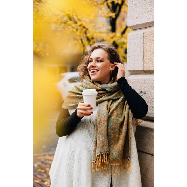 Desert Sand Paisley Wool Scarf