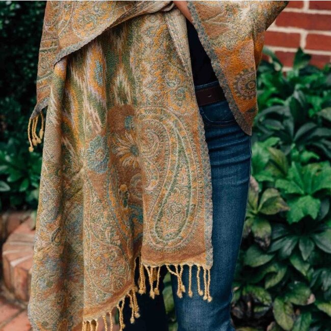 Desert Sand Paisley Wool Scarf