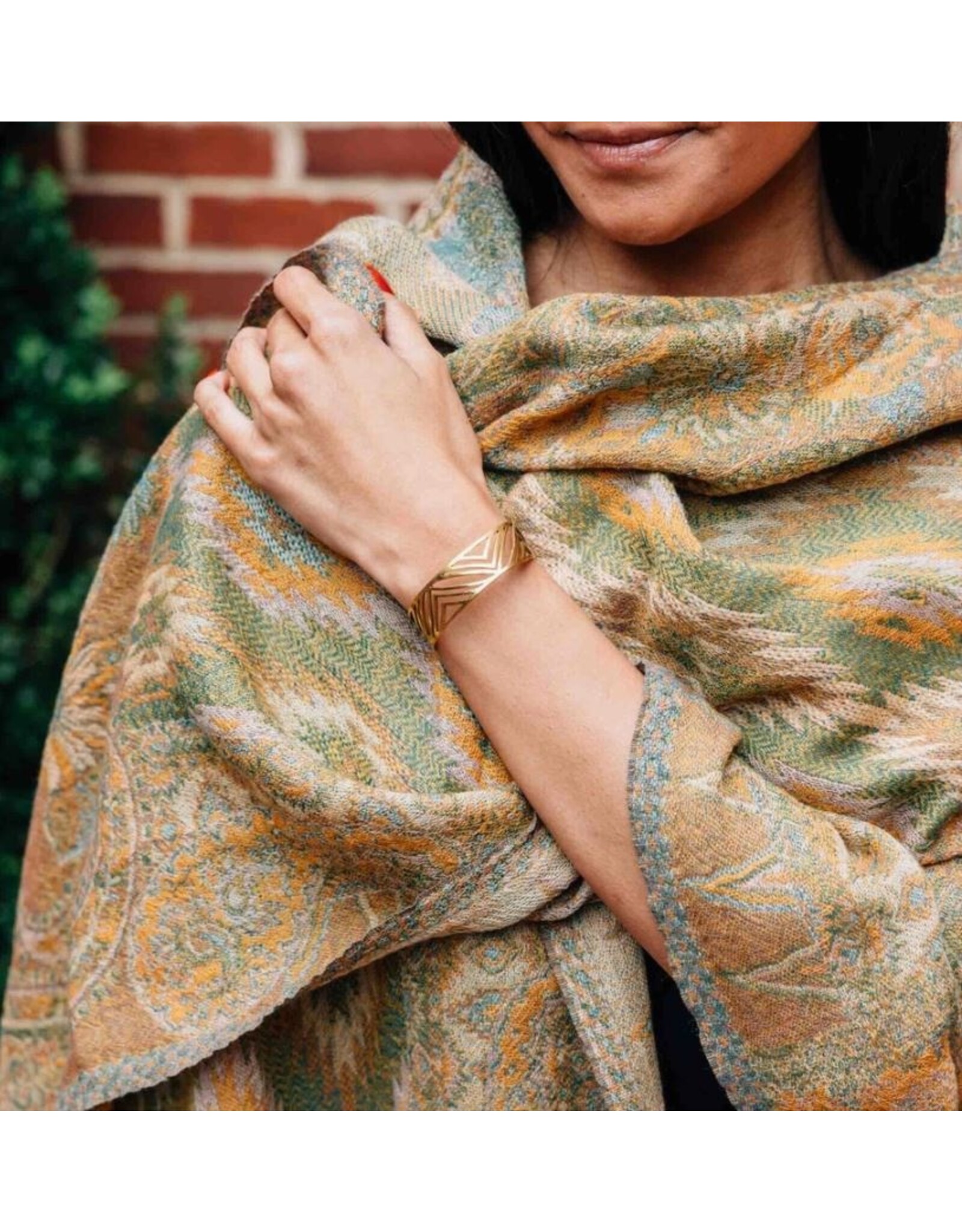 India Desert Sand Paisley Wool Scarf, India