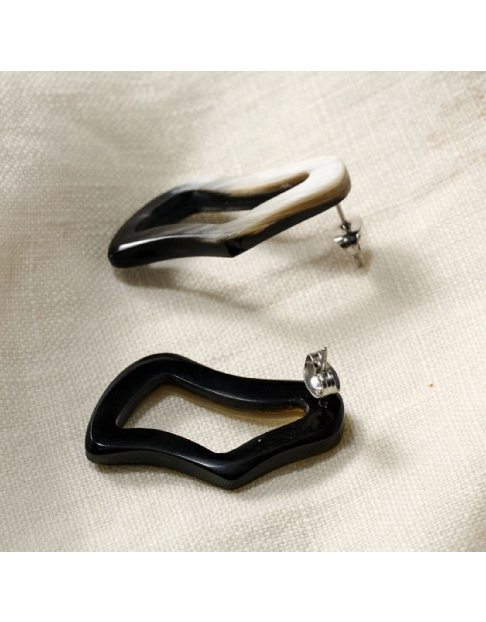 Vietnam Hai Reclaimed Horn Post Earrings, Vietnam
