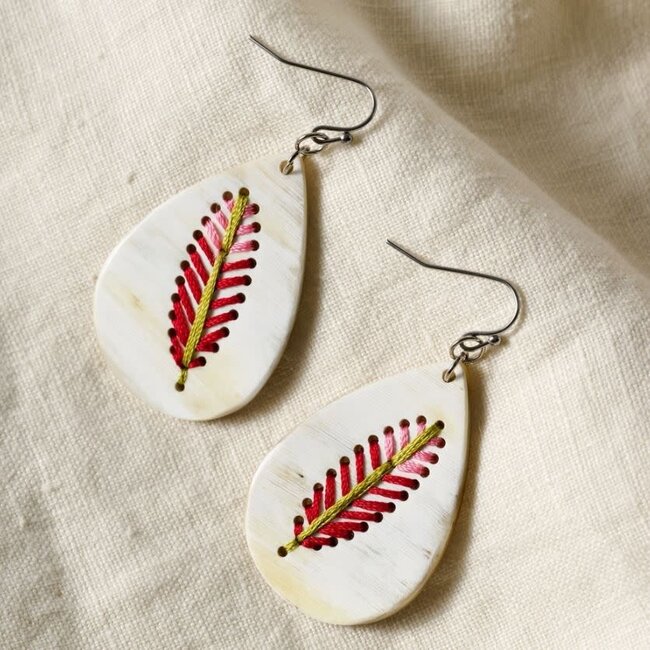 Lacay Stitched Drop Teardrop Earrings