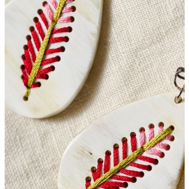 Lacay Stitched Drop Teardrop Earrings