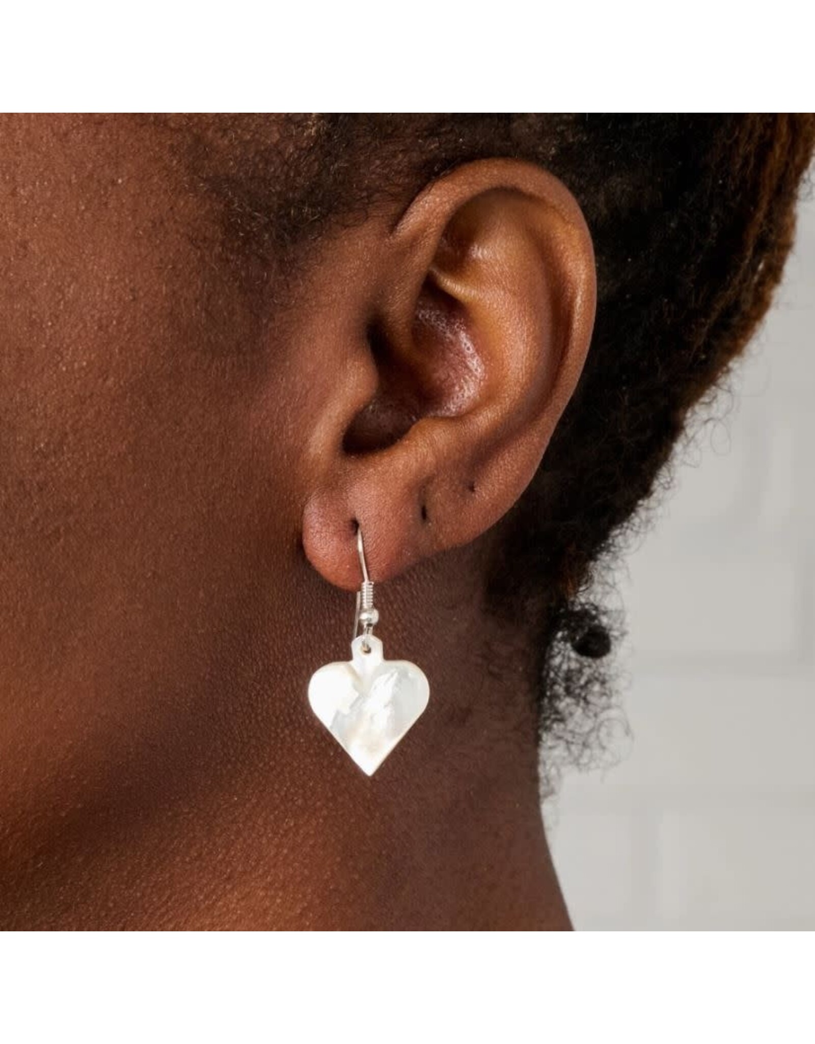Palestine Mother of Pearl Heart Drop Earrings, Palestine