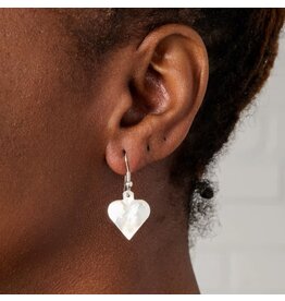 Palestine Mother of Pearl Heart Drop Earrings, Palestine