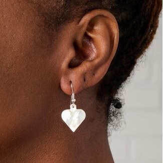 Palestine Mother of Pearl Heart Drop Earrings
