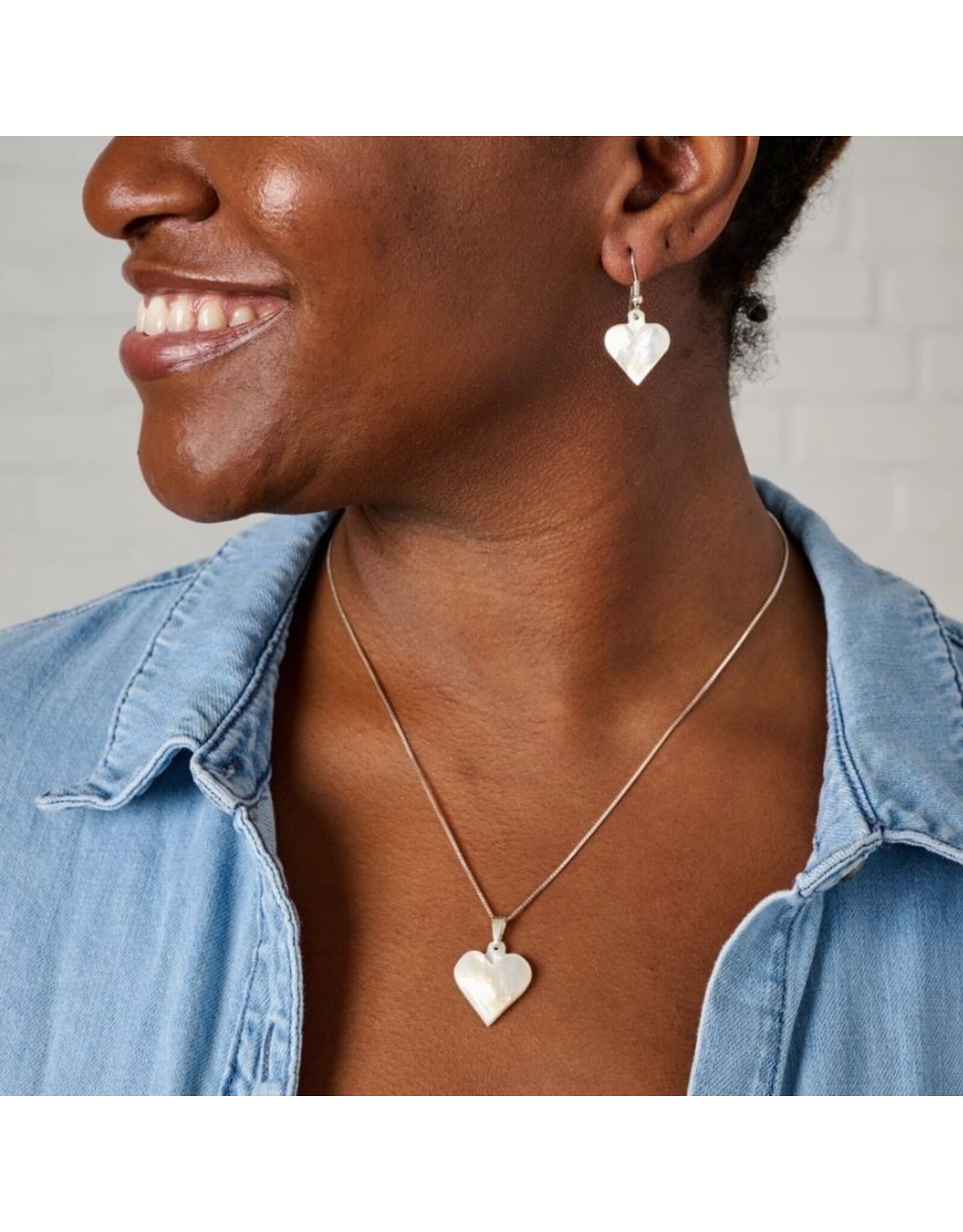 Palestine Mother of Pearl Heart Drop Earrings, Palestine