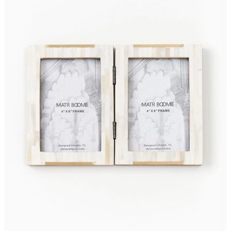 India Mukhendu Hinged Bone & Brass Photo Frame (4x6) India Mukhendu Hinged Bone & Brass Photo Frame (4x6)