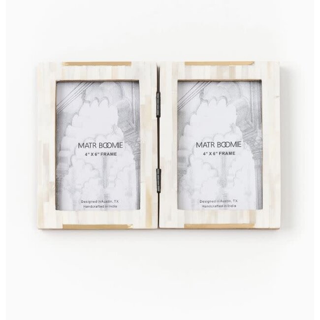 Mukhendu Hinged Bone & Brass Photo Frame (4x6)