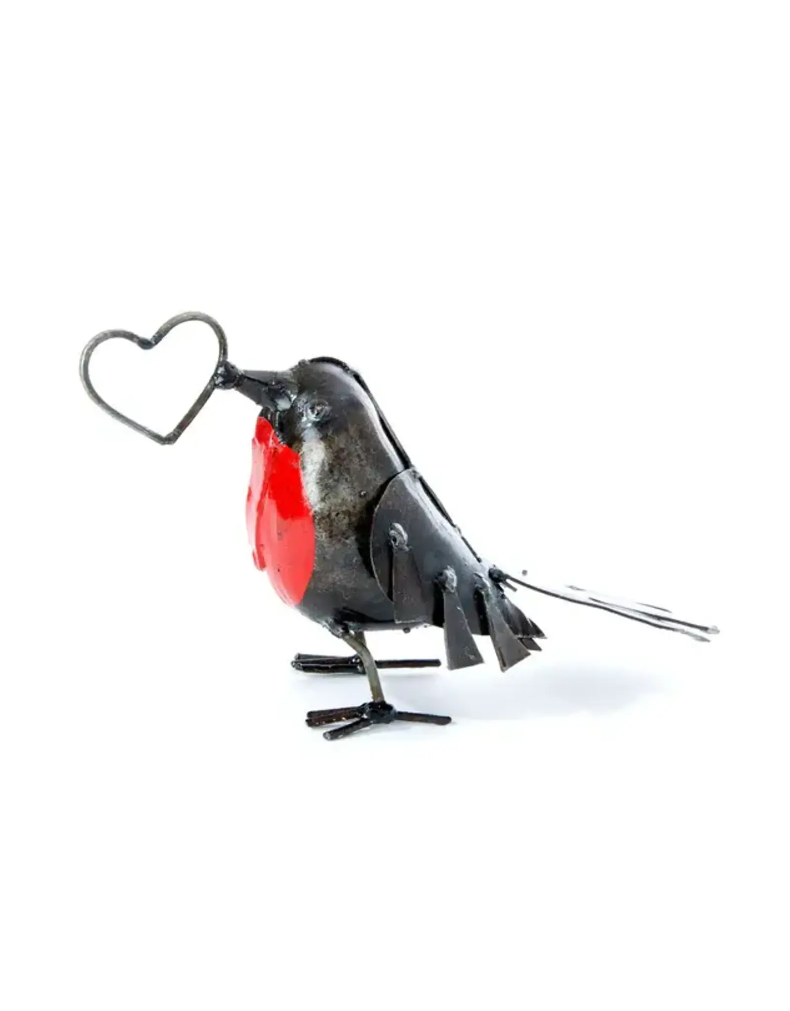 Zimbabwe Recycled Metal Open Heart Robin Sculpture