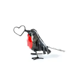 Zimbabwe Recycled Metal Open Heart Robin Sculpture