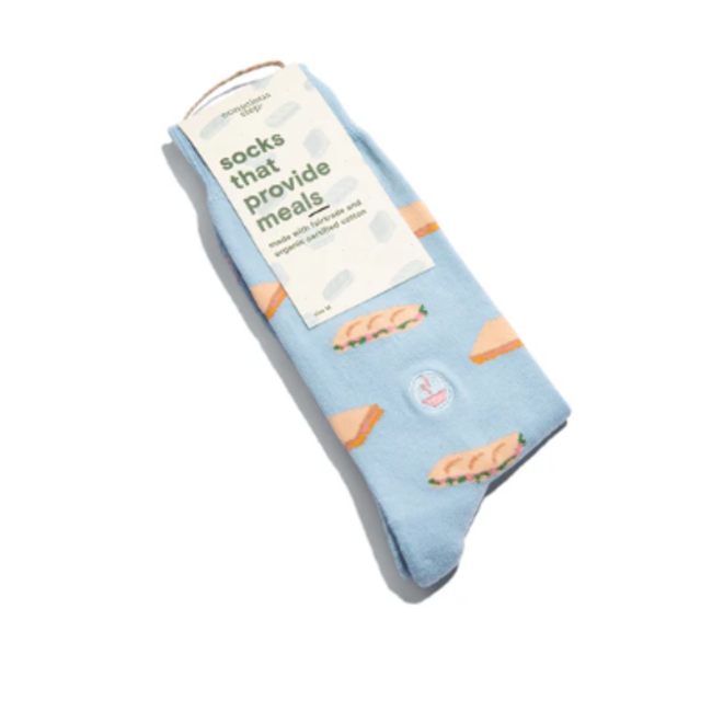 Crew Socks That Provide Meals - Blue Sandwiches