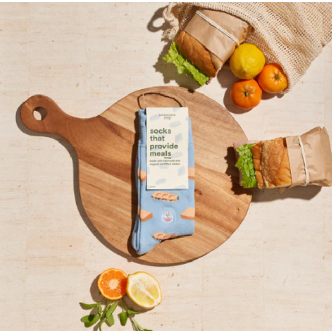 Crew Socks That Provide Meals - Blue Sandwiches