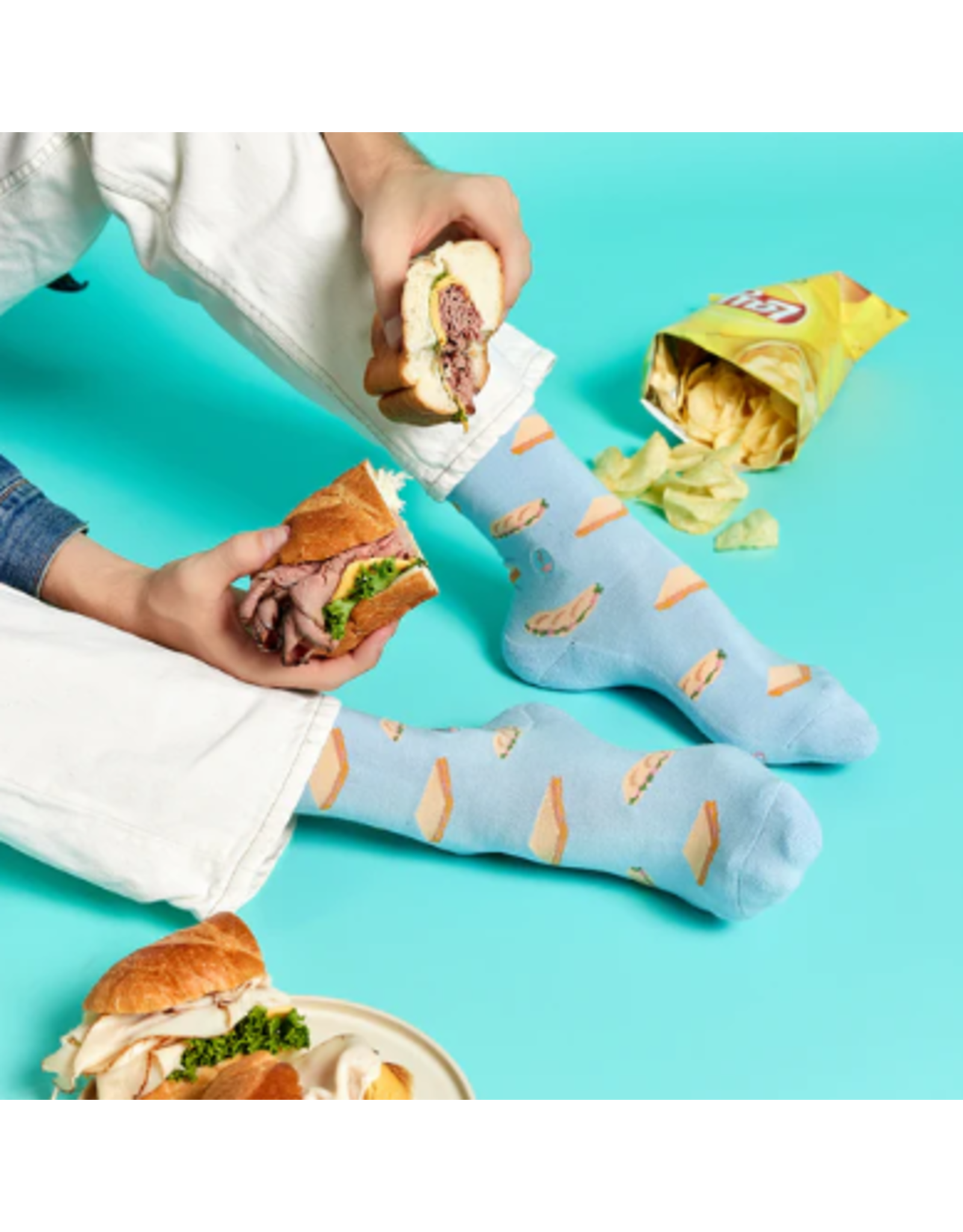 India Crew Socks That Provide Meals - Blue Sandwiches